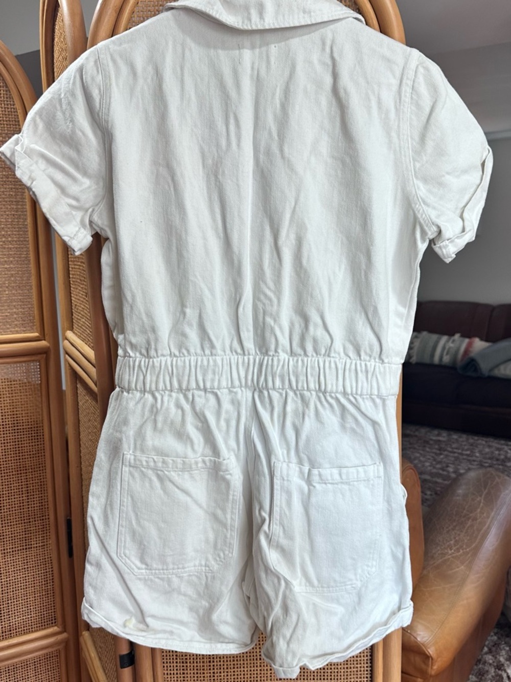 Show Me Your MuMu White Denim Button Romper - Picture 4 of 5